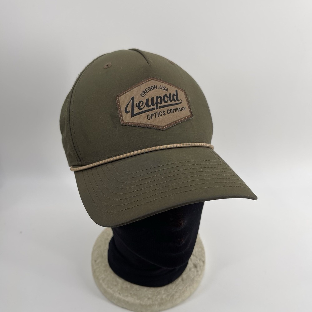 Leupold Men's Flag Trucker Hat Black Leather Patch Snapback Breathable